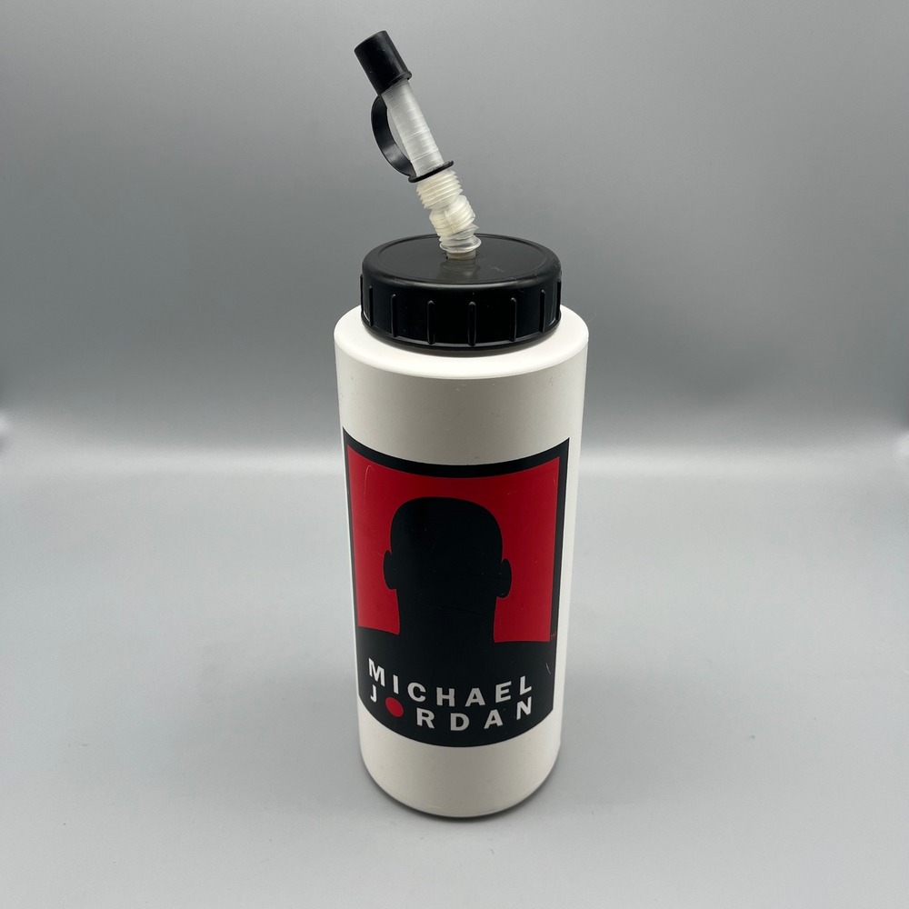 Vtg 90s Michael Jordan Water Bottle With Straw Collectible